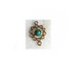 Intercalaire fleur 20x12mm-imitation turquoise sur laiton