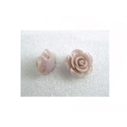 Perle rose 14x8mm résine nude x1