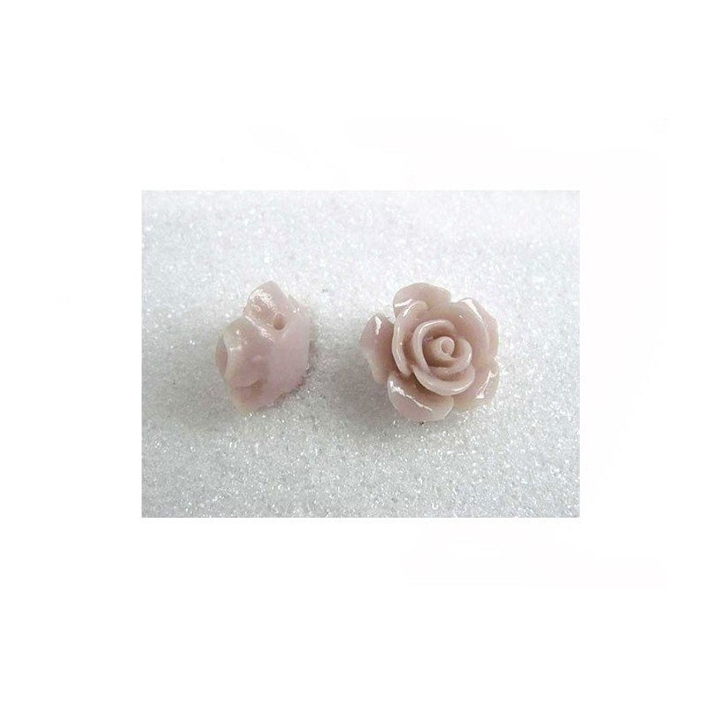 Perle rose 14x8mm résine nude x1