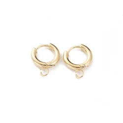 Créoles rondes avec anneau 14x2mm-Tige inox 316-Doré 24k