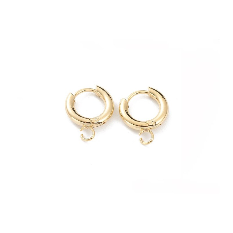 Créoles rondes avec anneau 14x2mm-Tige inox 316-Doré 24k