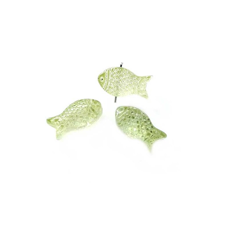 Perle en verre poisson 15x8mm-Anis
