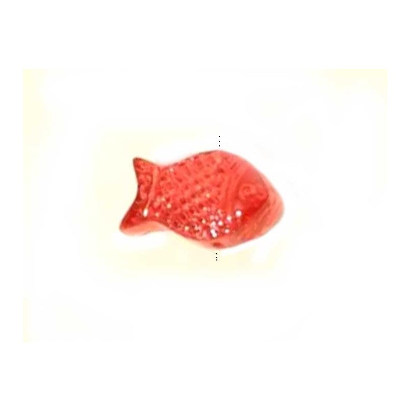 Perle en verre poisson 15x8mm-Rouge