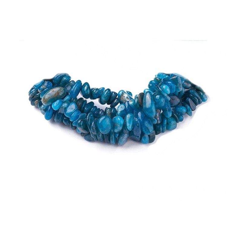 Perles chips pépites en apatite-8mm-Bleu x 10cm