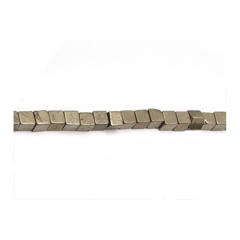 Perles en pyrite carré 4x4mm x 20