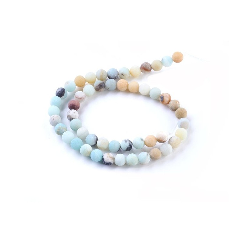 Amazonite 6mm mat bleu mix