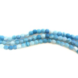 Perles en Agate mat cracked 6mm Bleu