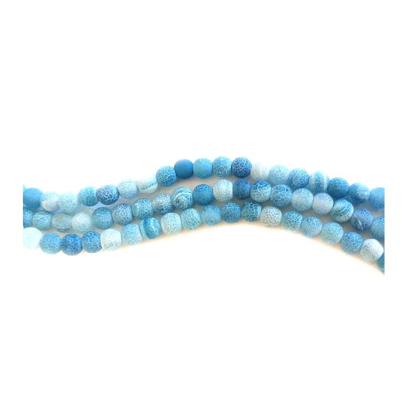 Perles en Agate mat cracked 6mm Bleu