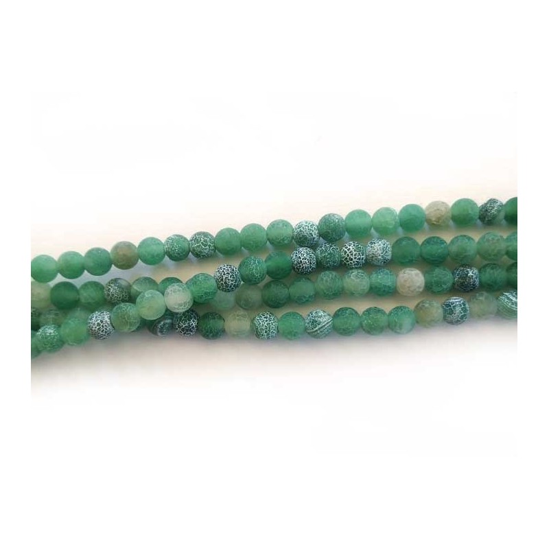 Perles en Agate mat cracked 6mm-Vert