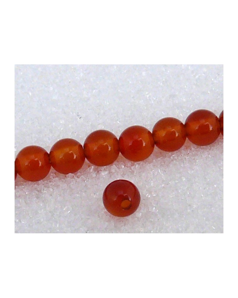 Agate lisse  Rouge orange unies 4mm grade AA x  20