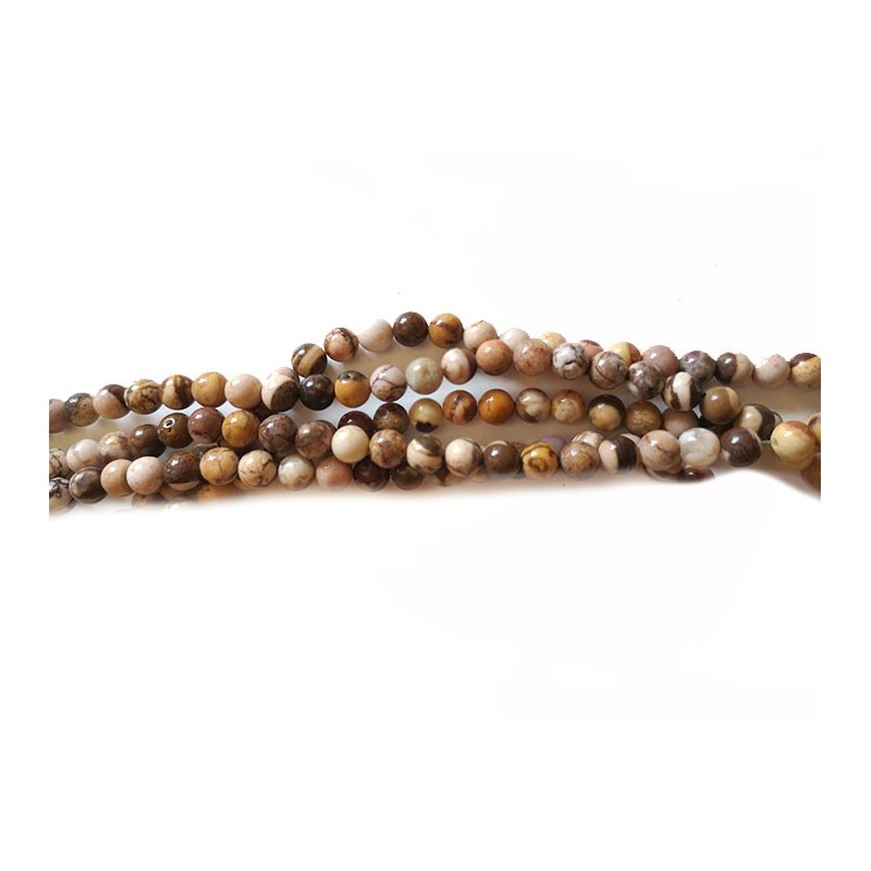 Perles en jaspe zèbre 6mm brun beige
