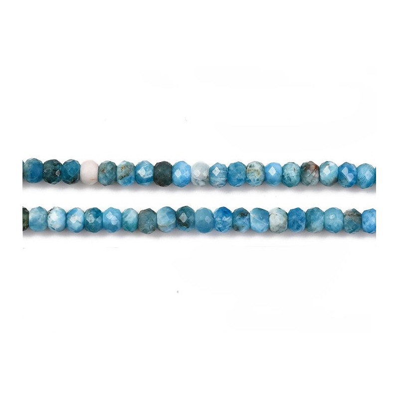 Rondelles gemmes facettées en Apatite 3x2mm-Bleu x Demi rang