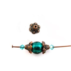 Coupelle fleur 10mm cuivre antique X 10