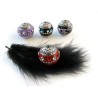 Perle d'indonésie ronde VIOLET clair 20 x 19 mm  strass 2 couleurs  x1