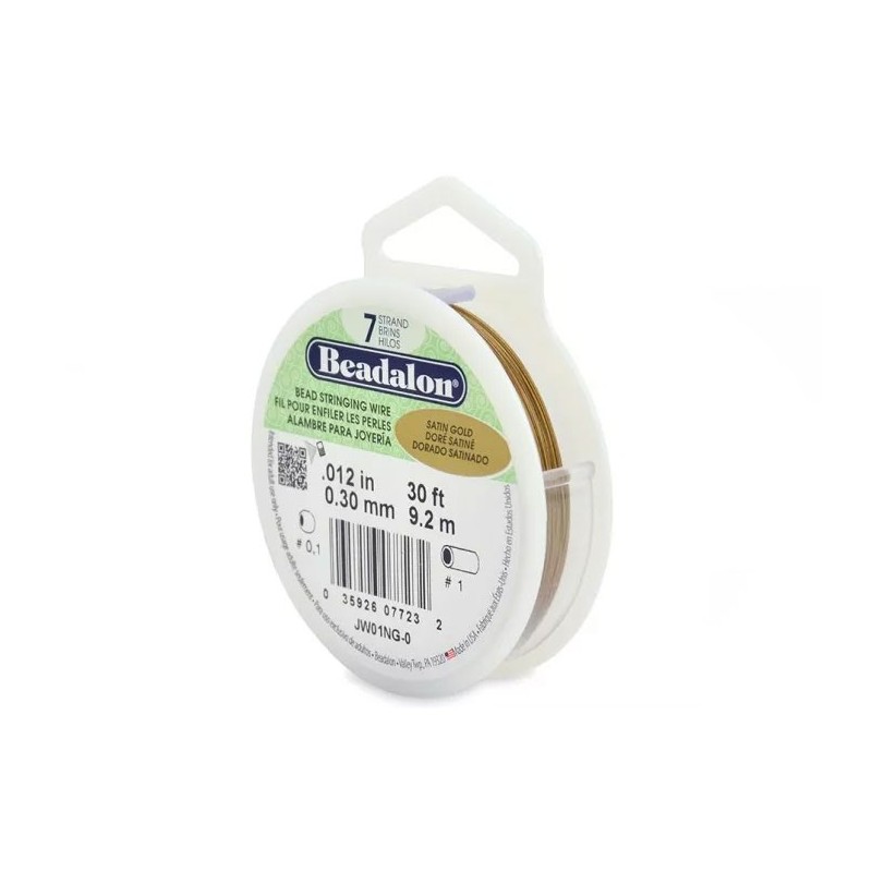 Fil cablé Beadalon 7 brins 0.30mm Doré satiné x 9M20