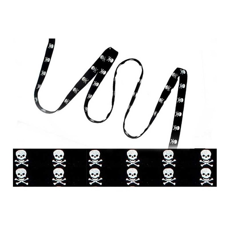 Biais de Lawn -Mini skulls-10mm- Noir-Blanc