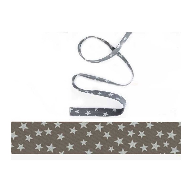 Biais de Lawn gris étoiles nacrées X 20cm