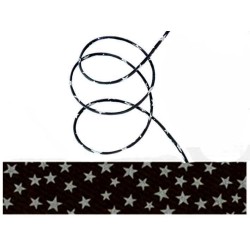 Cordon de Lawn Noir 4mm- Etoiles nacrées X 20cm