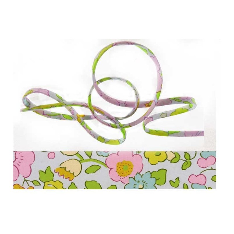 Cordon tissu liberty 4mm- Betsy Beryl rose x 20cm