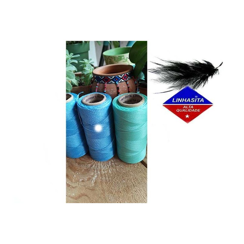 Fil ciré Linhasita pour micro macramé 1MM Bleu Maya  (1443)