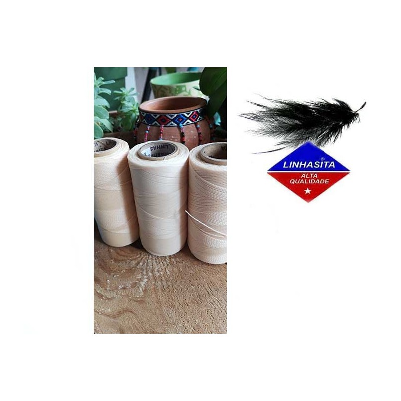 Fil ciré Linhasita pour micro macramé 1MM Lin clair (1438)