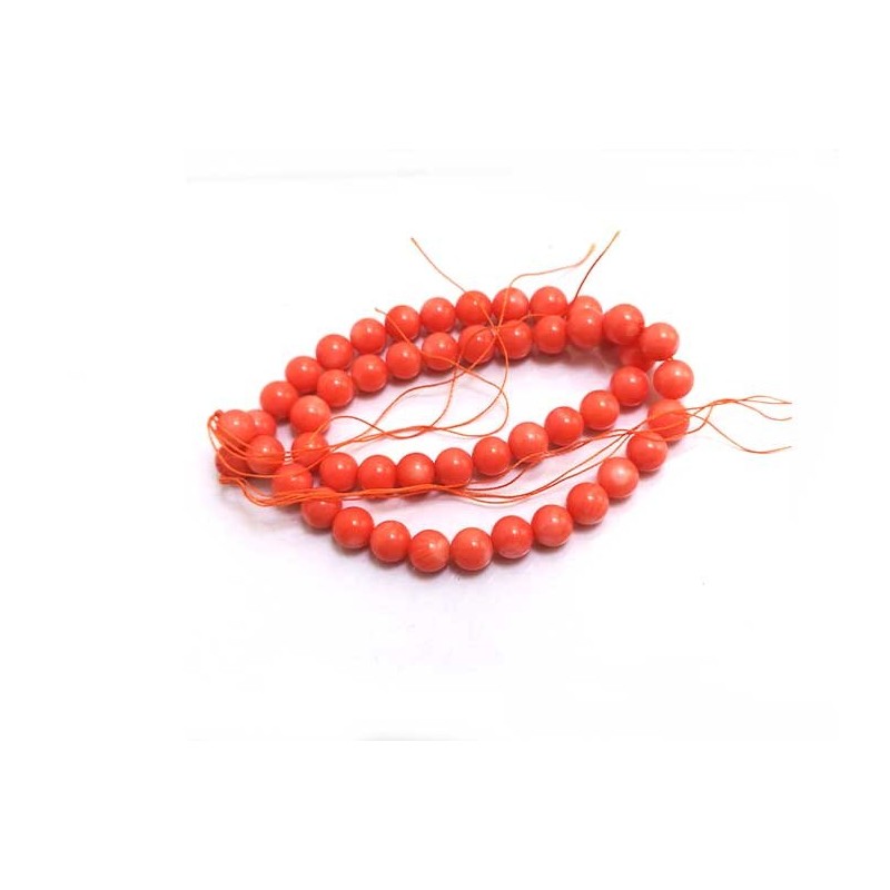 Perles en corail 8mm orange nuagé X Fil 39cm