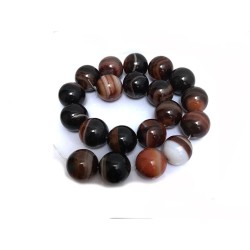 Agates rubanée 20mm-Brun beige x Fil 40cm