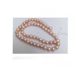 Perles d'eau douce grade A rose pèche-7-8mm x 37cm