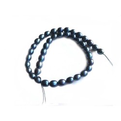 Fil de perles d'eau douce 8- 9mm - Bleu Noir X 38cm