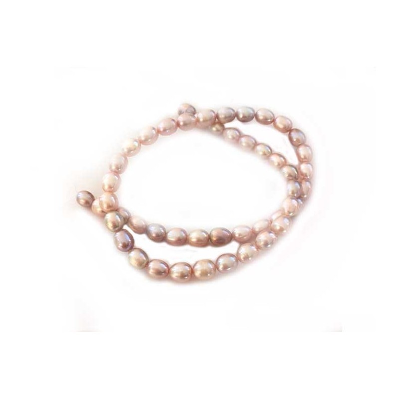 Fil de perles d'eau douce 1 grade 7 x 8-9mm lavande-rosé x39cm