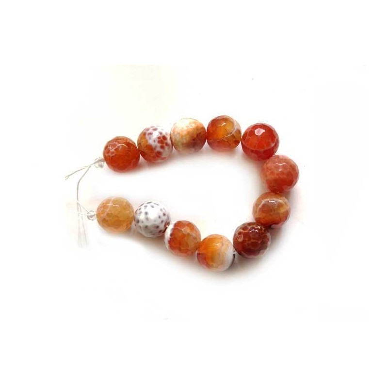 Agates fire16mm facettées orange