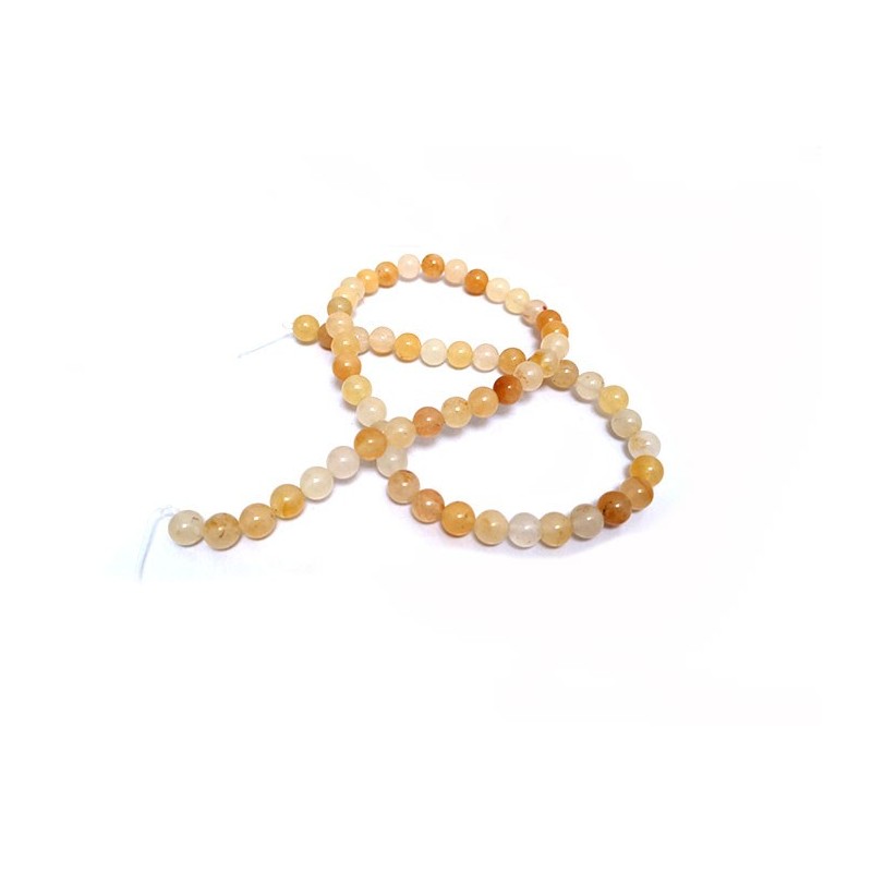 Fil  de perles en Jade 6mm Jaune x 38cm