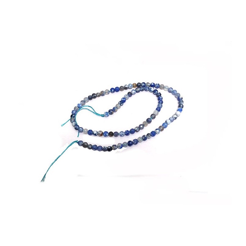 Fil d'agates 4mm facettées- Bleuet