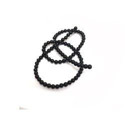 Fil de perles en Agate Noire 4mm-38cm