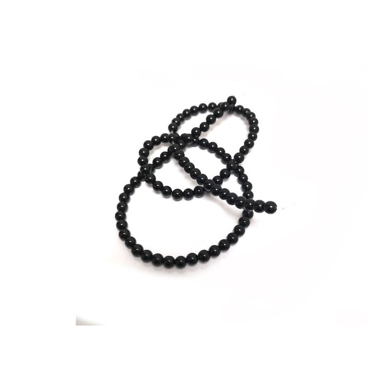 Fil de perles en Agate Noire 4mm-38cm