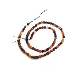 Fil de perles en Agate 4mm facettées marron-37cm