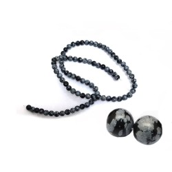 Fil d'Obsidienne mouchetée 4mm -38cm