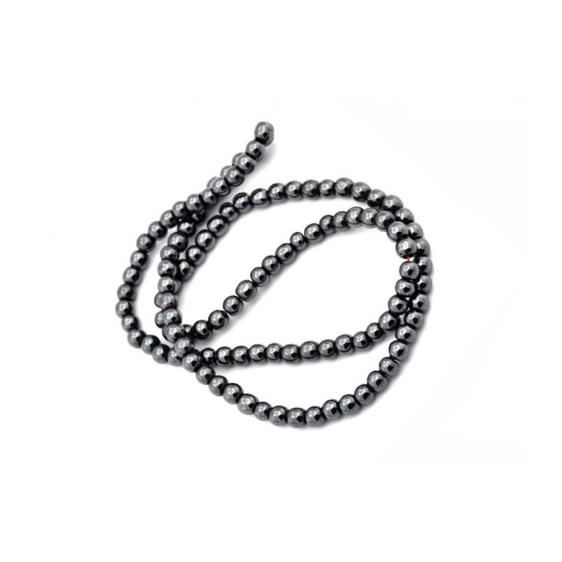 Fil de perles en Hématite 4mm Noir X 40cm
