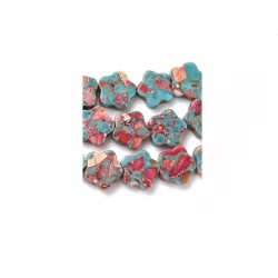 Fleur en régalite 14mm turquoise et rouge