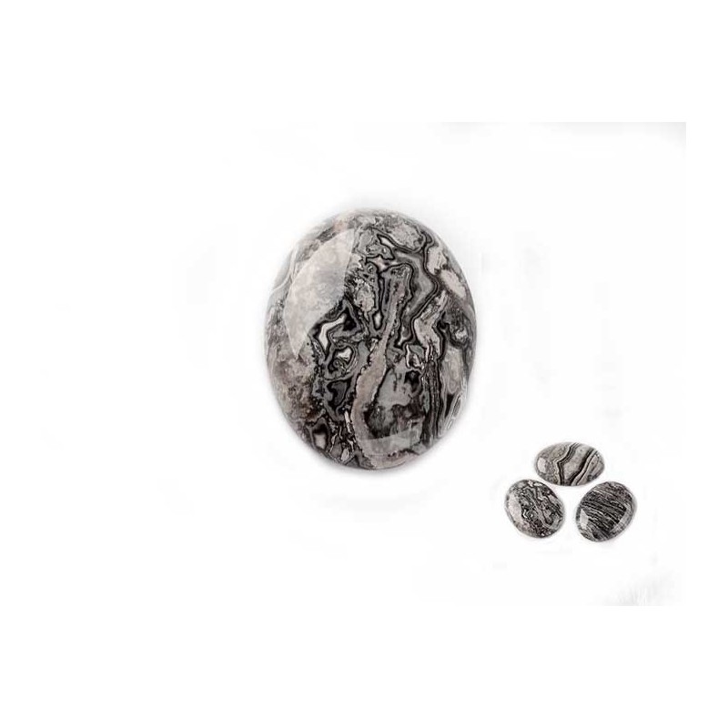 Cabochon 18x13mm en agate crazy grise x1