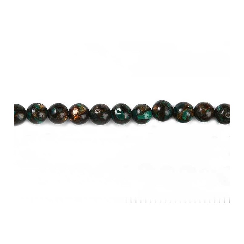 Perles 4mm en malachite et bronzite assemblées