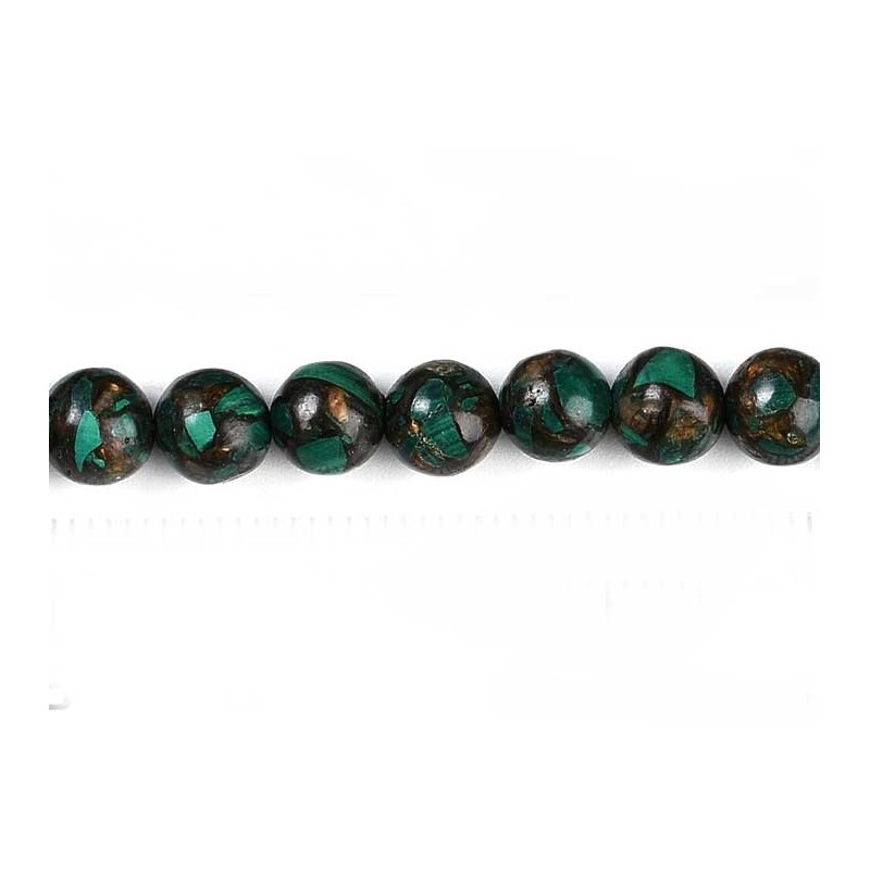 Perles 6mm en malachite et bronzite assemblées