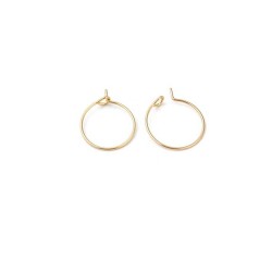 Créoles 15mm à anneau central en acier inox 316 doré 18K