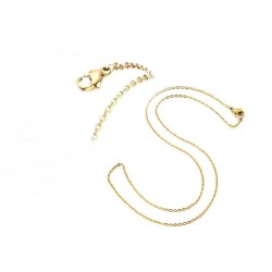 Chaîne maille forçat 2x1.5mm - Acier inox 304 -Doré 18 K x 48cm