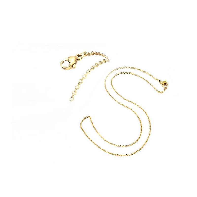 Chaîne maille forçat 2x1.5mm - Acier inox 304 -Doré 18 K x 48cm