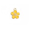 Breloque fleur émaillée13mm-Doré-jaune