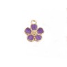 Breloque fleur émaillée13mm-Doré-violet