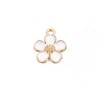 Breloque fleur émaillée13mm-Doré-blanc