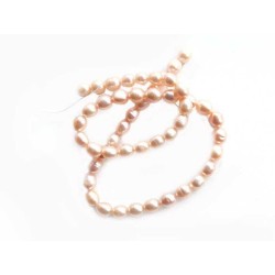 Fil de perles d'eau douce gradées 7 x 8mm pêche - 38cm