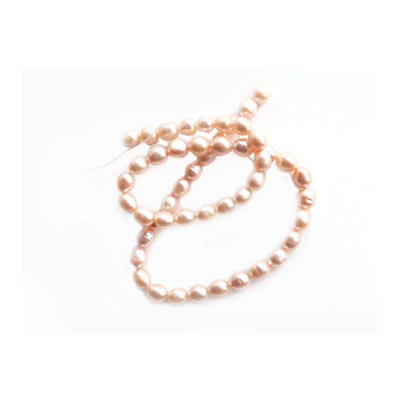 Fil de perles d'eau douce gradées 7 x 8mm pêche - 38cm